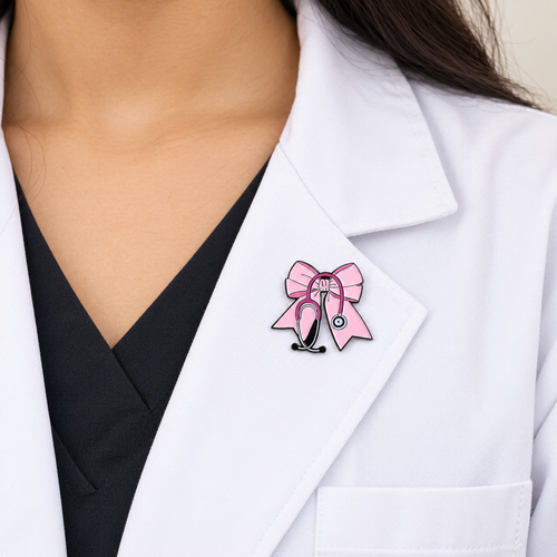Pink Bow Stethoscope Medical Brooch Enamel Pin